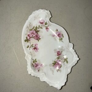 Vintage MZ Austria Hand Painted Porcelain Art Nouveau Floral Trinket Dish Bowl